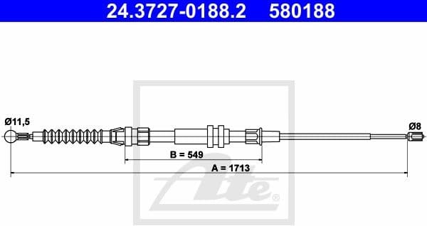 Cable handbrake 24.3727-0188.2