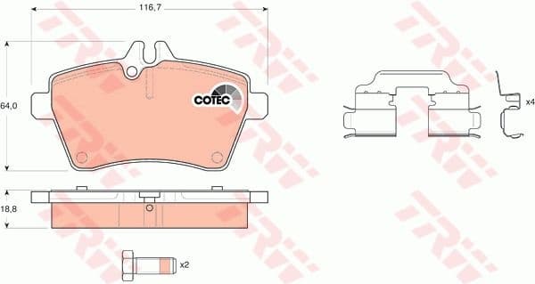 Brake Pad Set, disc brake COTEC GDB1629