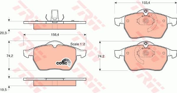 Brake Pad Set, disc brake COTEC GDB1271