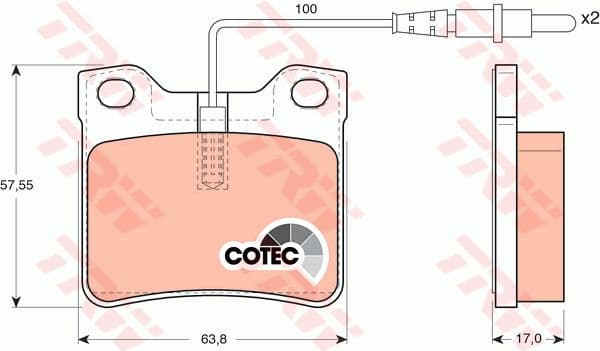 Brake Pad Set, disc brake COTEC GDB1289