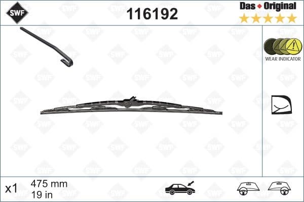 Wiper Blade DAS ORIGINAL SINGLE 116192
