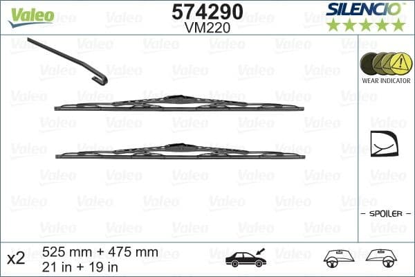 Wiper Blade SILENCIO CONVENTIONAL SET 574290