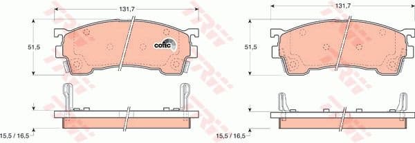 Brake Pad Set, disc brake COTEC GDB1139