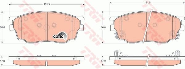 Brake Pad Set, disc brake COTEC GDB3309