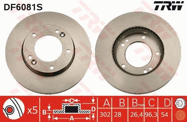 Brake Disc TRW SINGLE DF6081S