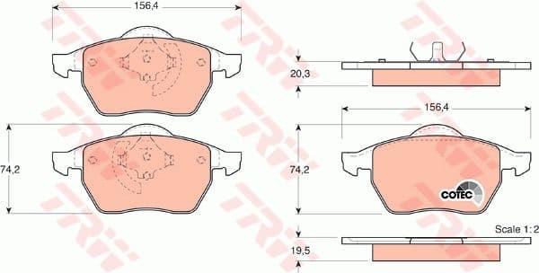 Brake Pad Set, disc brake COTEC GDB1376