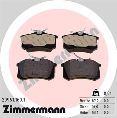 Brake Pad Set, disc brake 20961.160.1