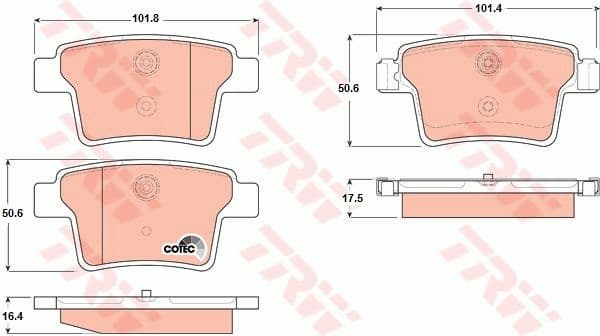 Brake Pad Set, disc brake COTEC GDB1665