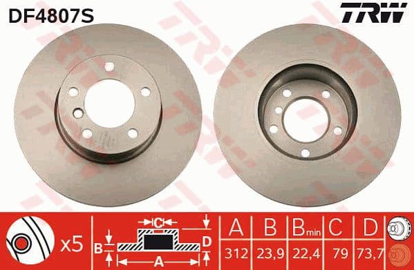 Brake disc, 1pcs FRONT, Top Quality DF4807S