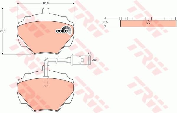 Brake Pad Set, disc brake COTEC GDB976