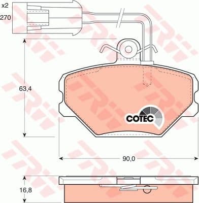 Brake Pad Set, disc brake COTEC GDB852