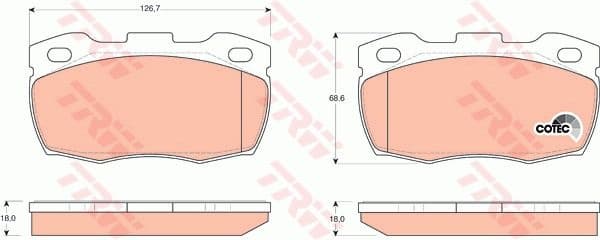 Brake Pad Set, disc brake COTEC GDB1452