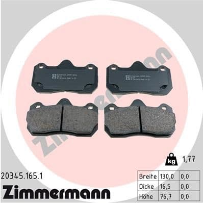 Brake Pad Set, disc brake 20345.165.1