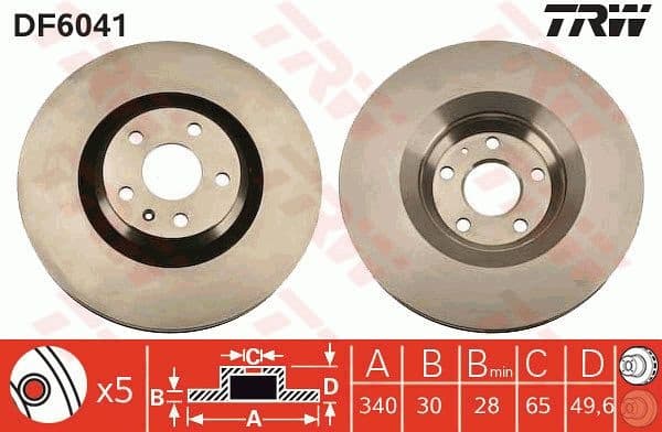 Brake Disc TRW SINGLE DF6041S