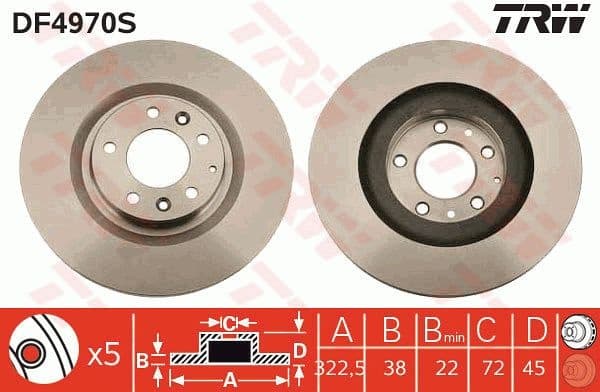 Brake Disc TRW SINGLE DF4970S