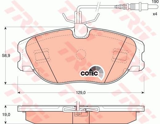 Brake Pad Set, disc brake COTEC GDB1148