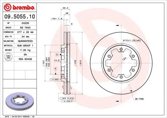 Brake Disc PRIME LINE 09.5055.10