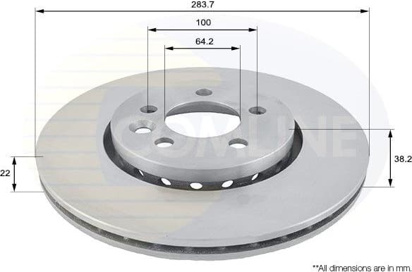 Brake disc, 1pcs FRONT ADC1318V - image 2