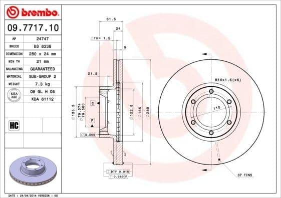 Brake Disc PRIME LINE 09.7717.10