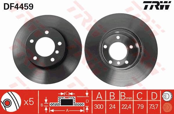 Brake discs kit front (2pcs), Top Quality DF4459