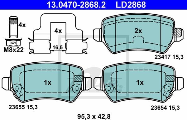Brake Pad Set, disc brake ATE Ceramic 13.0470-2868.2