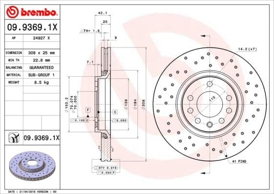 Brake Disc XTRA LINE - Xtra 09.9369.1X