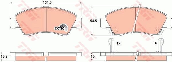 Brake Pad Set, disc brake COTEC GDB1164