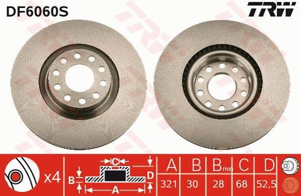 Brake Disc TRW SINGLE DF6060S