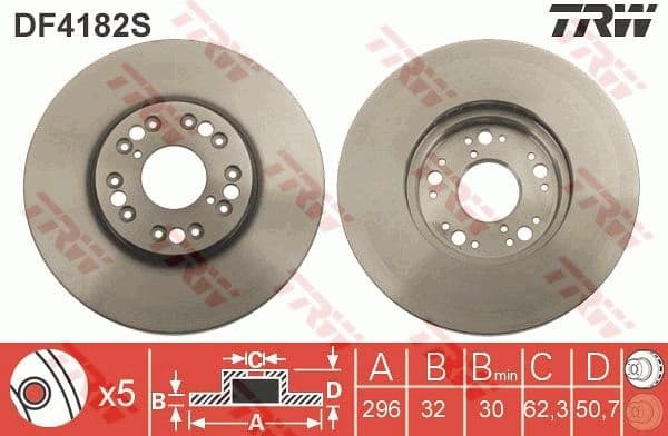 Brake Disc TRW SINGLE DF4182S