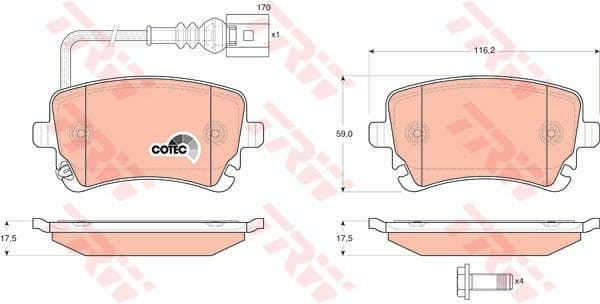 Brake pads rear, Top Quality GDB1557