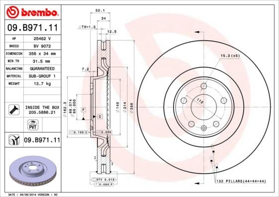 Brake Disc PRIME LINE - UV Coated 09.B971.11