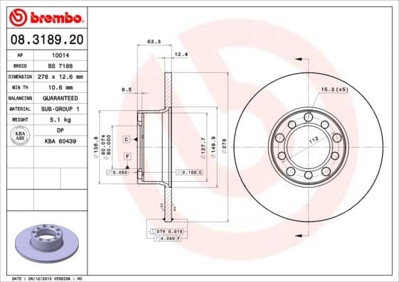 Brake Disc PRIME LINE 08.3189.20