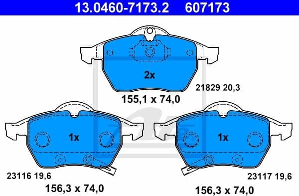 Brake Pad Set, disc brake 13.0460-7173.2