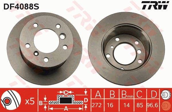 Brake Disc TRW SINGLE DF4088S