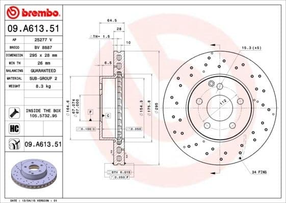 Brake Disc PRIME LINE - UV Coated 09.A613.51