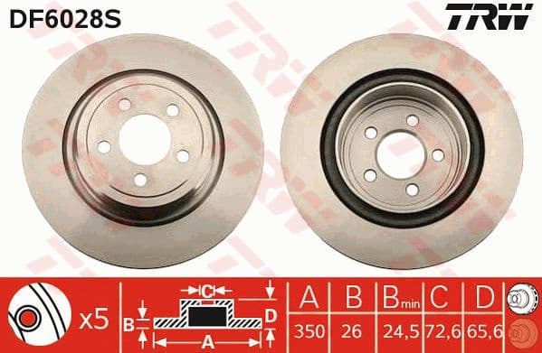 Brake Disc TRW SINGLE DF6028S