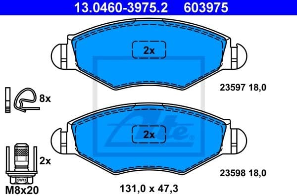 Brake Pad Set, disc brake 13.0460-3975.2