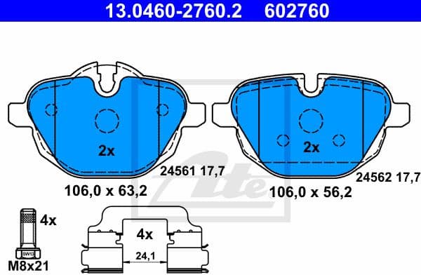Brake Pad Set, disc brake 13.0460-2760.2