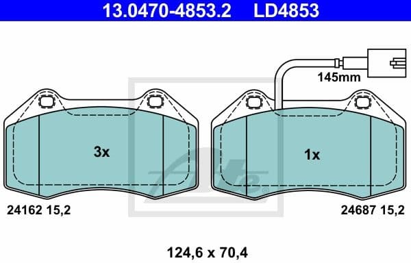 Brake Pad Set, disc brake ATE Ceramic 13.0470-4853.2 - image 2