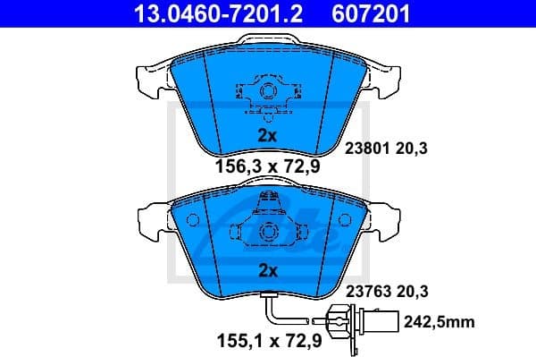 Brake Pad Set, disc brake 13.0460-7201.2