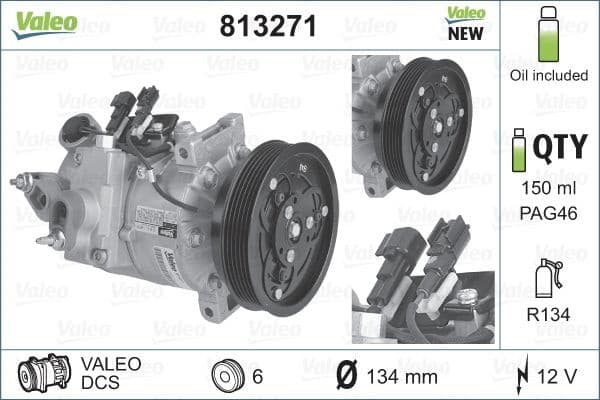 Compressor, air conditioning VALEO ORIGINS NEW OE TECHNOLOGY 813271