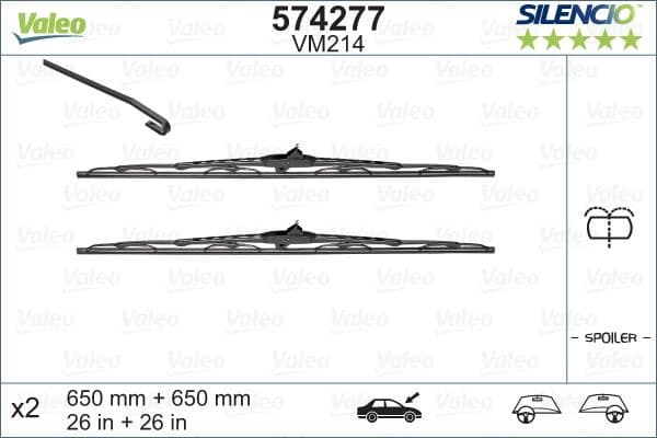Wiper Blade SILENCIO CONVENTIONAL SET 574277