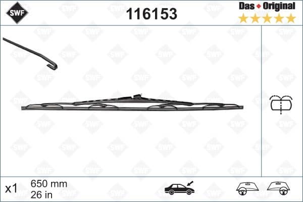 Wiper Blade DAS ORIGINAL SINGLE 116153