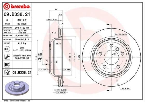 Brake Disc PRIME LINE - UV Coated 09.B338.21