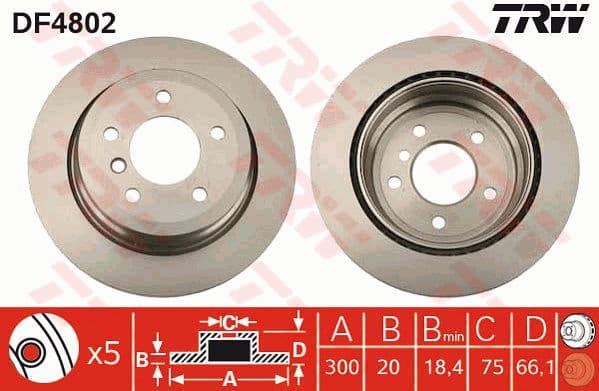 Brake discs kit rear, (2pcs), Top Quality DF4802