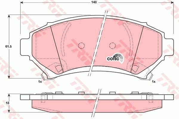 Brake Pad Set, disc brake COTEC GDB1308