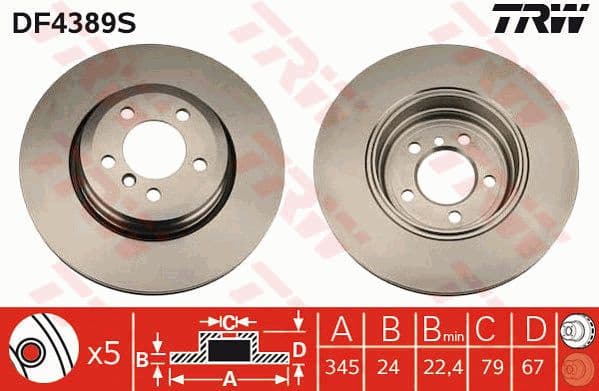 Brake Disc TRW SINGLE DF4389S