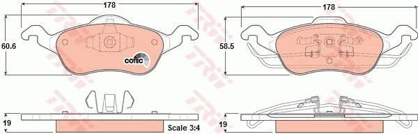 Brake Pad Set, disc brake COTEC GDB1358
