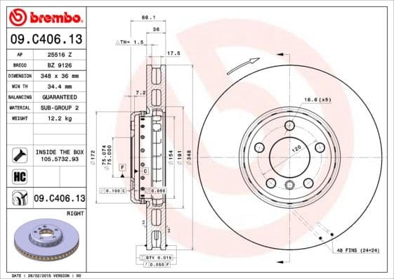 Brake Disc PRIME LINE - Composite 09.C406.13