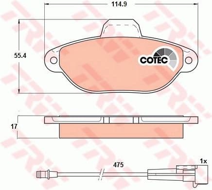 Brake Pad Set, disc brake COTEC GDB1115